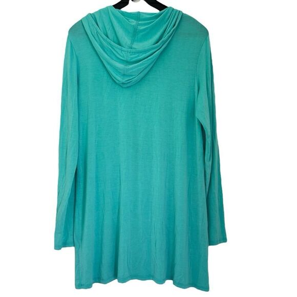 Trina Turk Recreation Teal Hooded Tunic Top Size Large - Picture 2 of 5